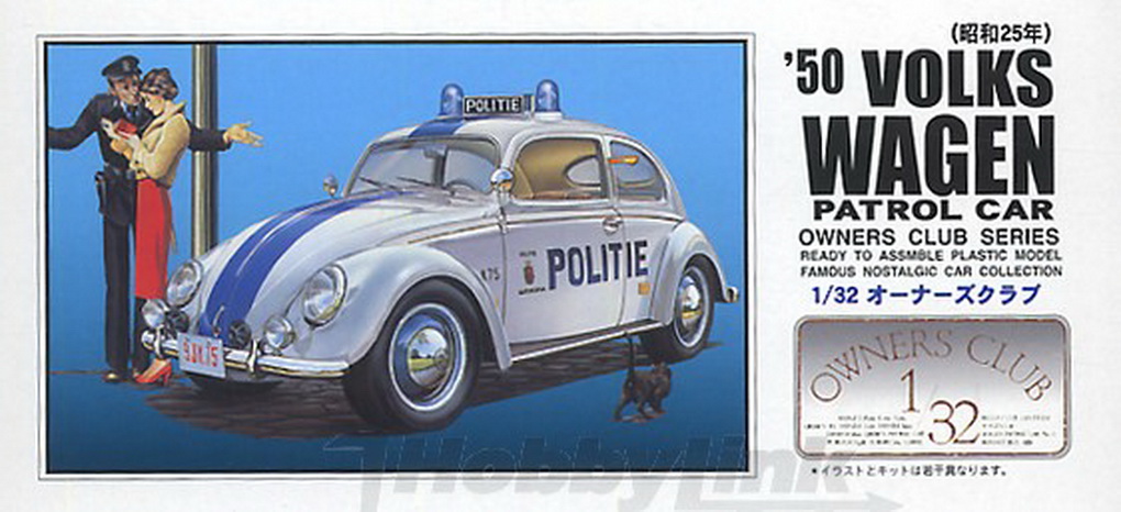 Slotcars66 Volkswagen Beetle 1/32nd scale Arii plastic model kit 1950's Patrol Car -  